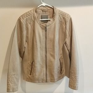 Leather coat with cloth siding